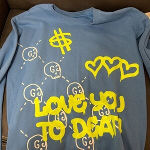 Blue women’s Shirt with Yellow Graphic Design